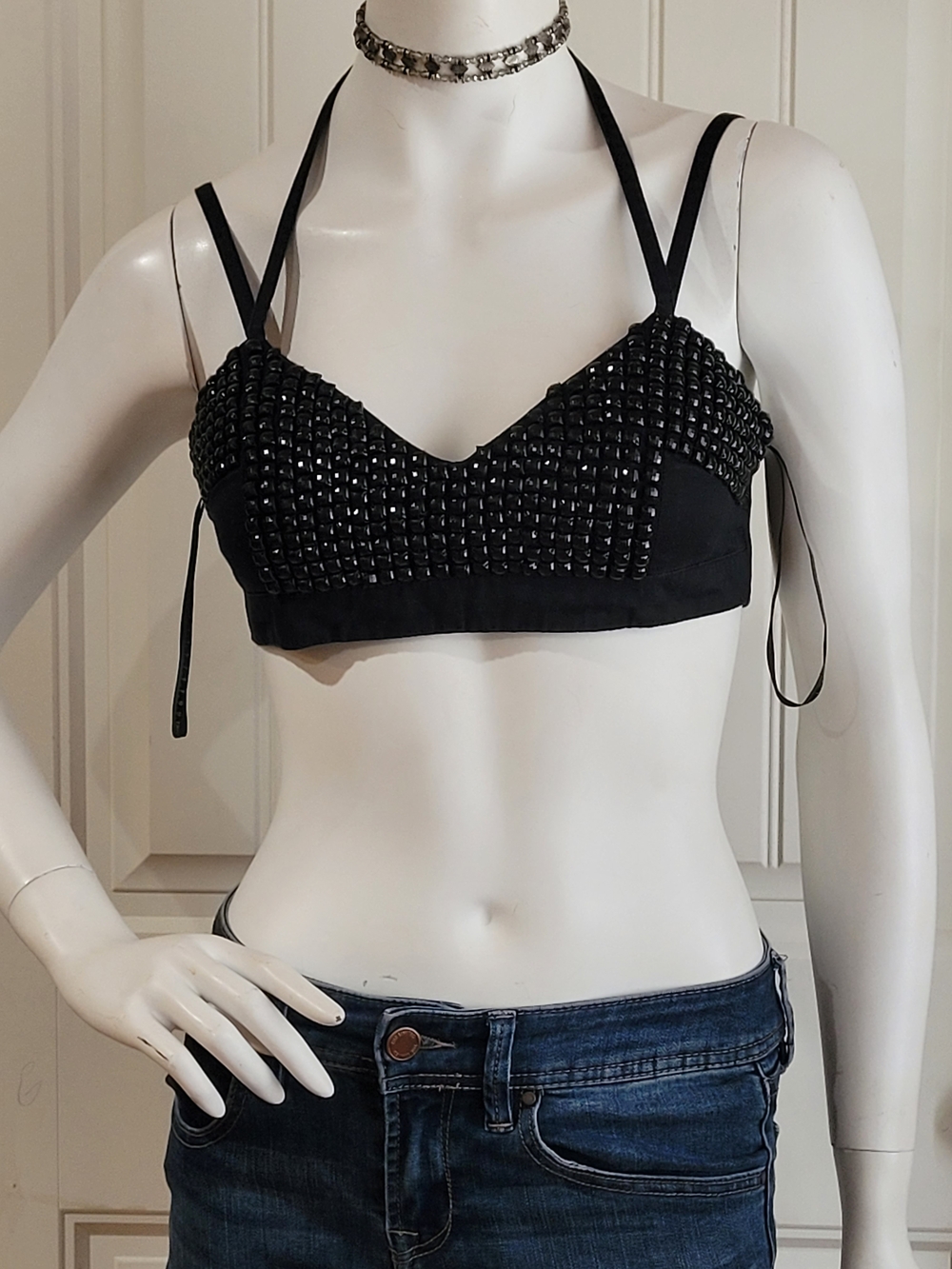 Vintage 90s Twelve By Twelve Los Angeles Studded Bustier Bra Top XS